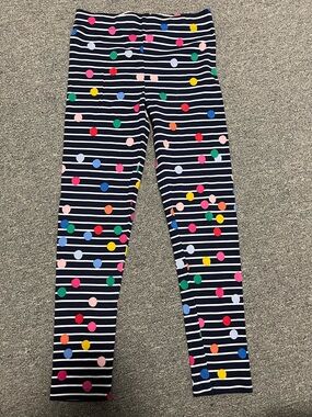 Joules Navy Stripe Leggings with Multicolor Polka Dots